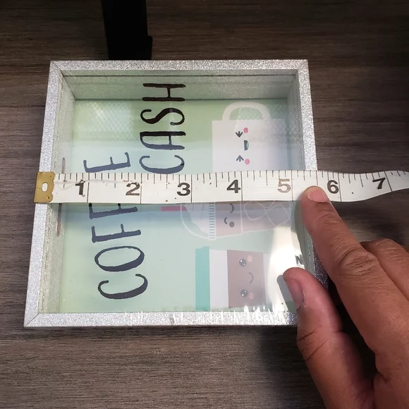 Cute Silver Glitter Coffee Shadowbox Piggy Bank. NWT. - Picture 6 of 6